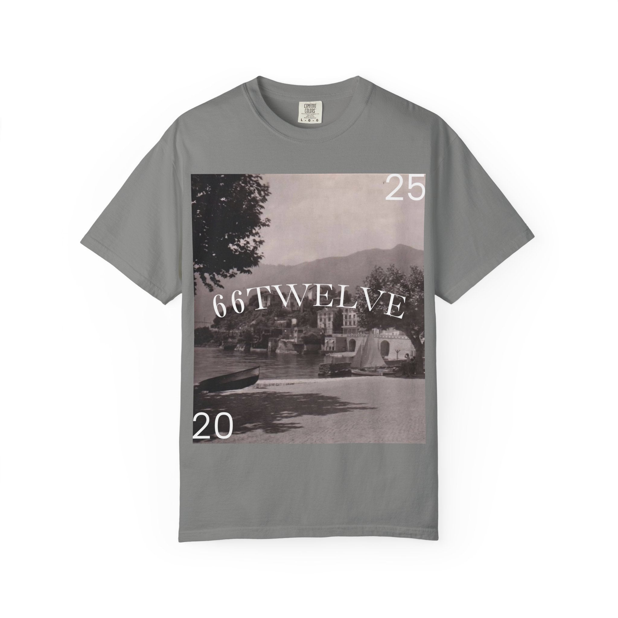 Vintage Lakeside Photo Tee — "66TWELVE" Graphic T-Shirt