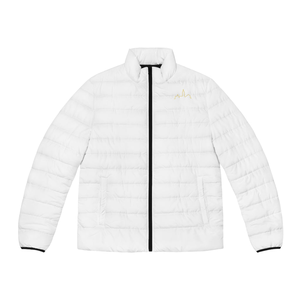 Puffer Jacket — Gold Script "66Twelve" Embroidered Lightweight Coat