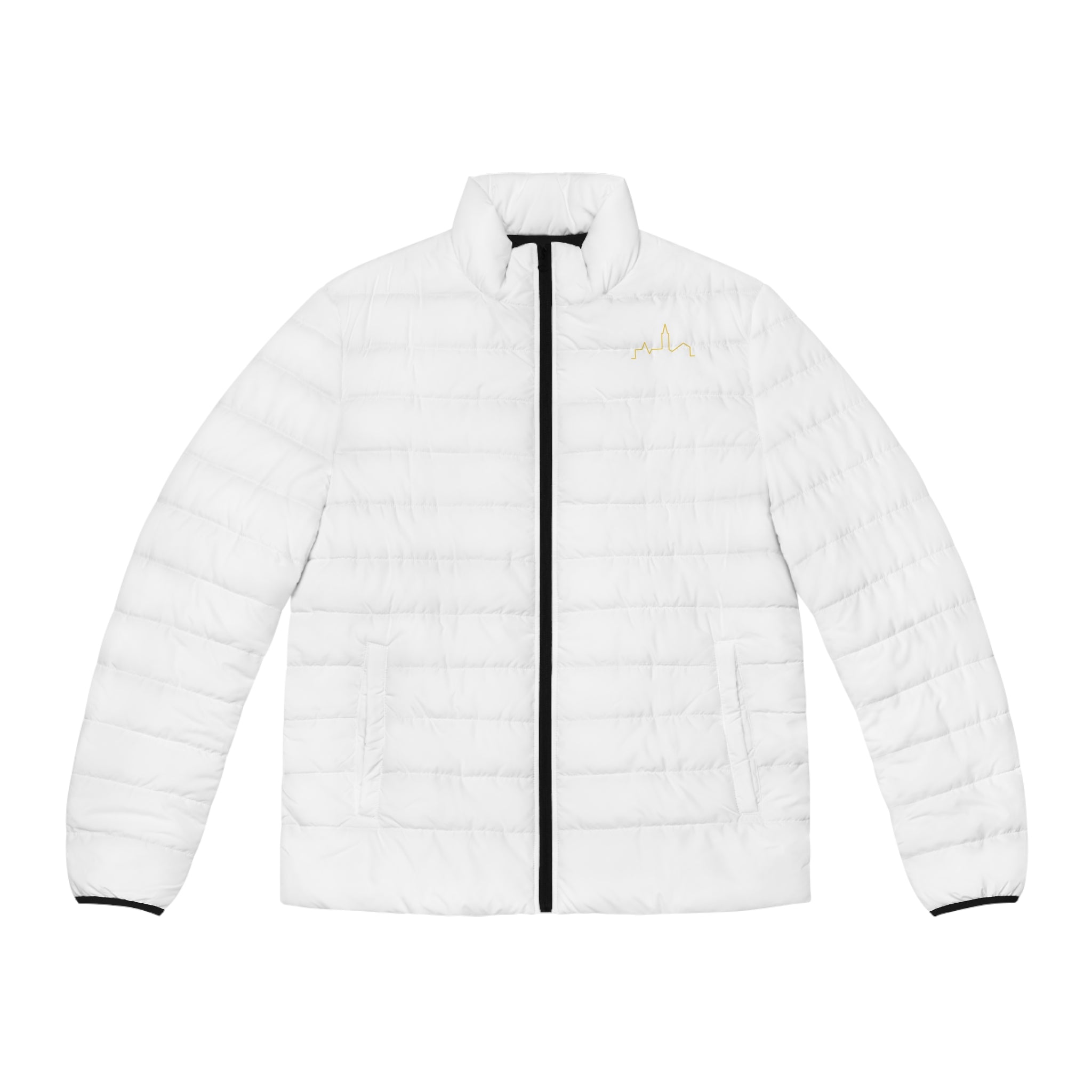 Puffer Jacket — Gold Script "66Twelve" Embroidered Lightweight Coat